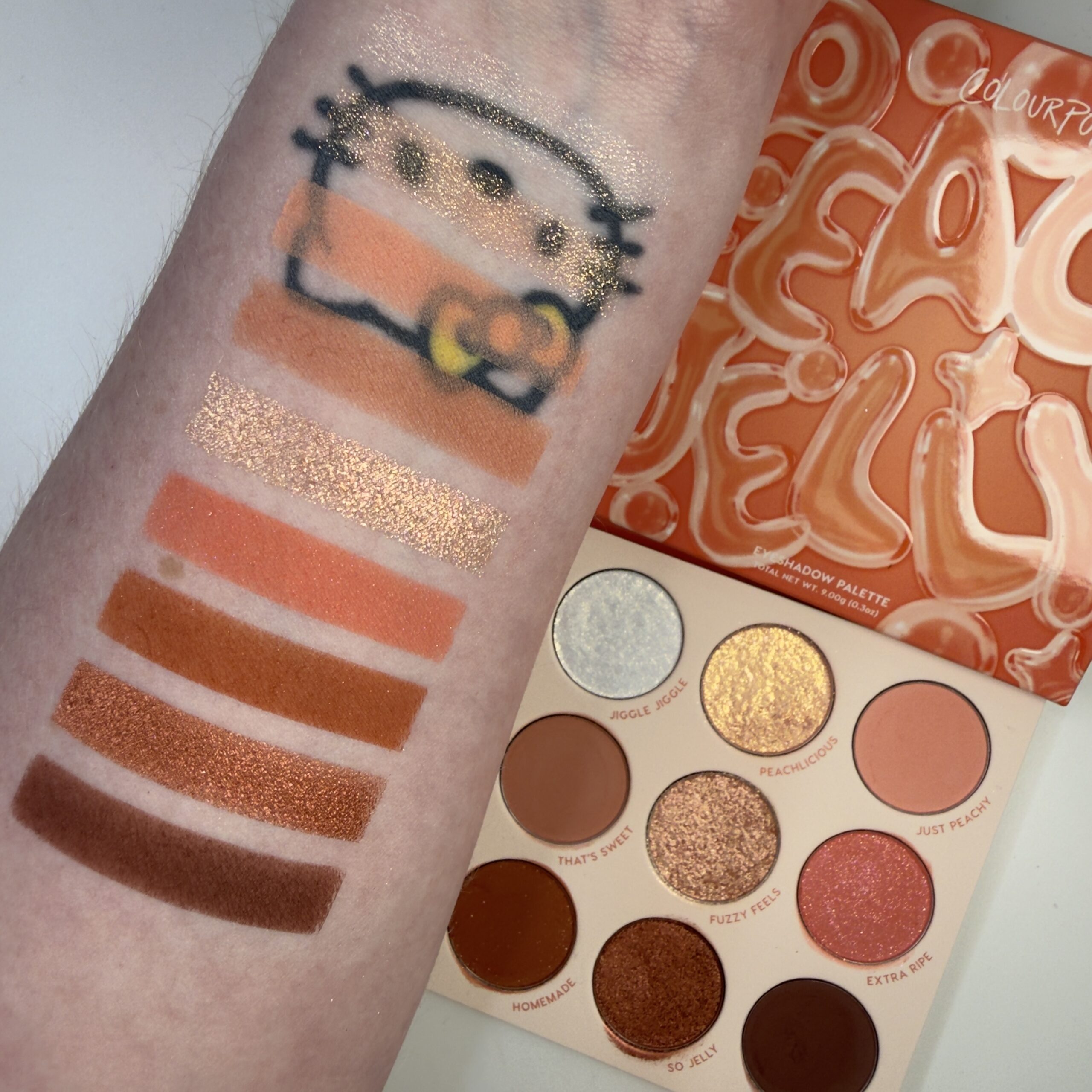 Colourpop PEACH JELLY palette swatches